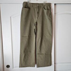 NWT Old Navy Sky Hi Wide Leg Jeans Women's 14 Green High Waisted Streetwear
